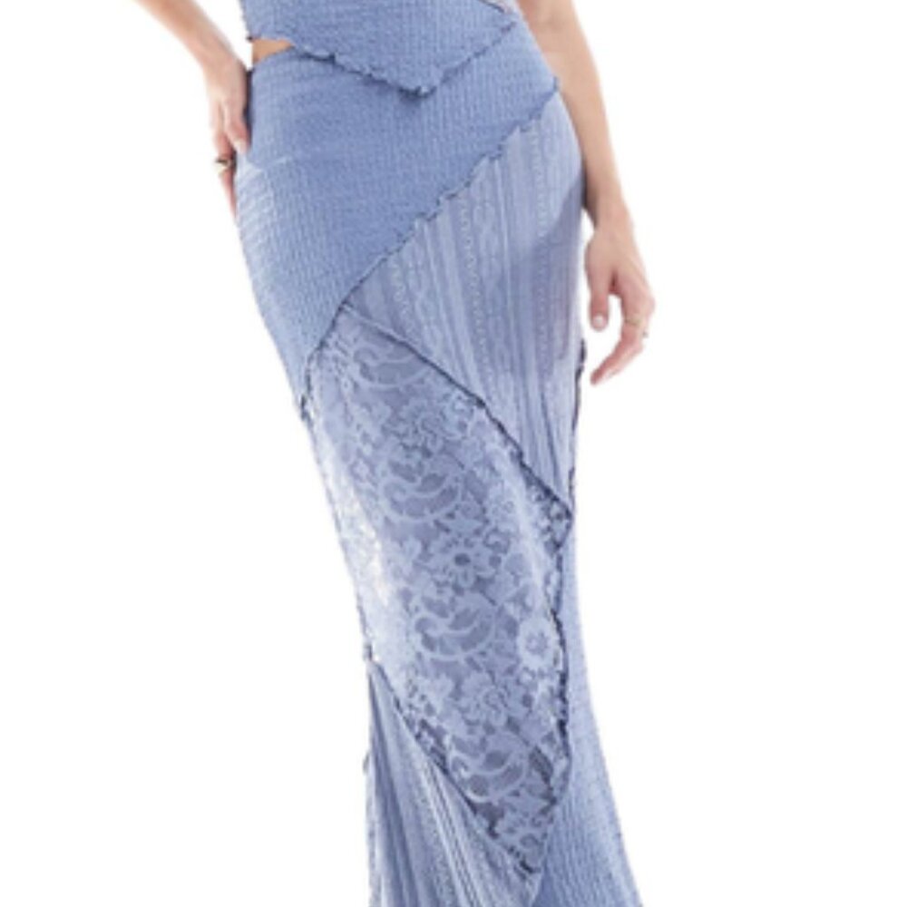 Miss Selfridge mixd texture fluted Maxi skirt
